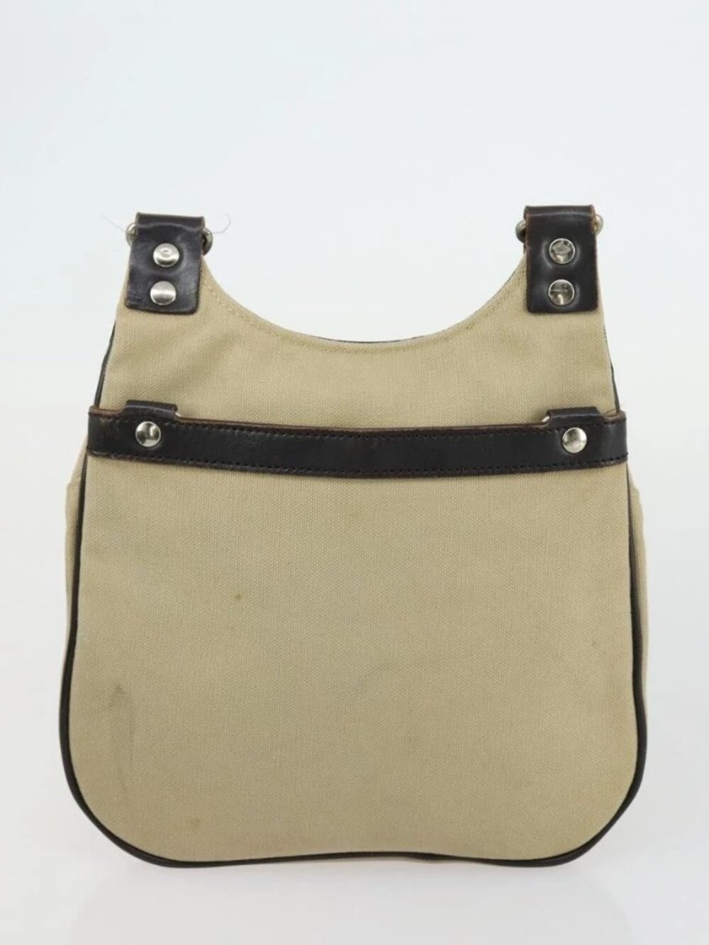 BURBERRY BALLY Tote Bag Leather Canvas 2 Set Beige Navy Auth 151571 - Picture 5 of 16